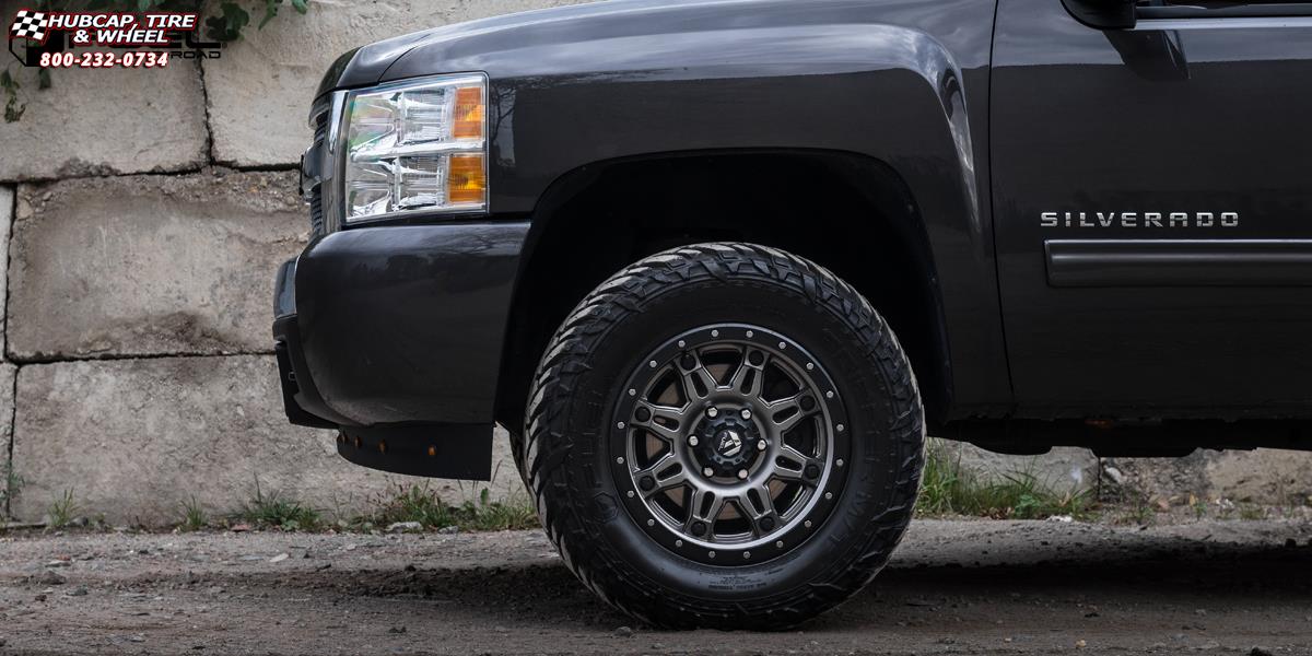 vehicle gallery/chevrolet silverado 1500 fuel hostage iii d568 18X9  Matte Anthracite w/ Black Ring wheels and rims